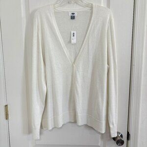 Old Navy V-Neck Button Front Cardigan Sweater Lightweight Knit Long Sleeve Ivory